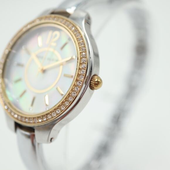 Ladies Anne Klein Watch Two Tone 33mm MOP Dial Silver Tone Bracelet New Battery - Picture 10 of 15